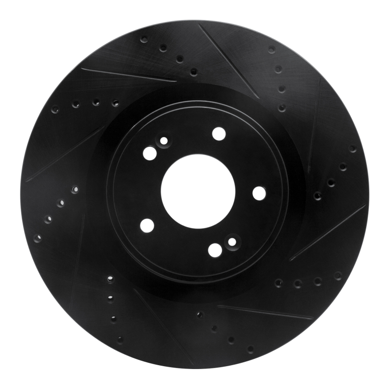 Hyundai Genesis Coupe Brake Rotor (1) - Front Right - R1 Concepts - Drilled & Slotted - Black - `10-`16